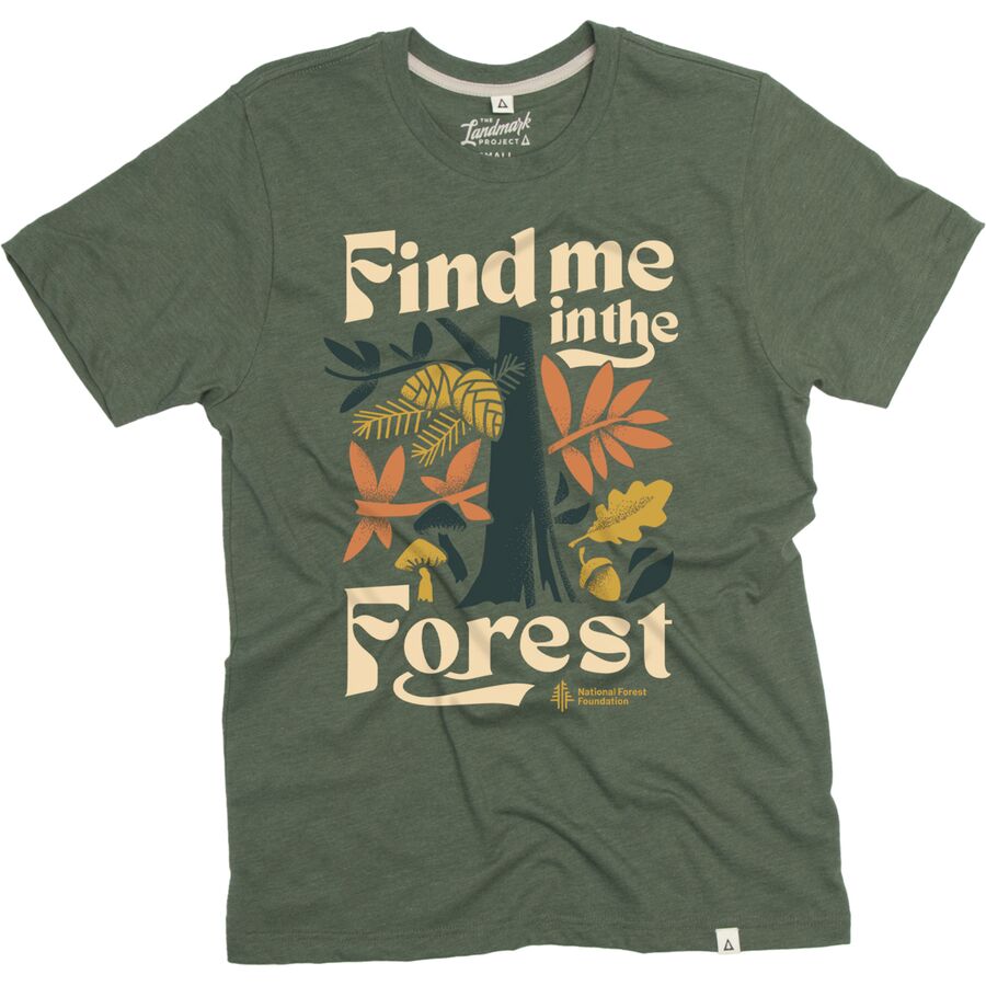 () h}[NvWFNg t@Ch ~[ C U tHXg V[gX[u T-Vc Landmark Project Find Me In The Forest Short-Sleeve T-Shirt Conifer