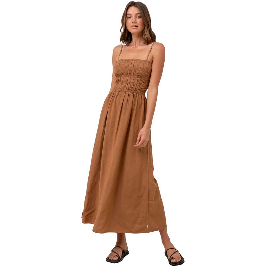 () Y fB[X NVbN V[h ~fB hX - EBY Rhythm women Classic Shirred Midi Dress - Women's Caramel