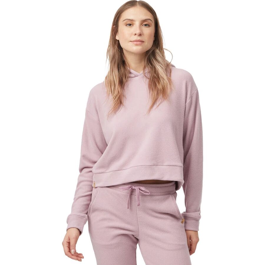 () ec[ fB[X O[ Nbvh u[fB - EBY Tentree women Luxe Cropped Hoodie - Women's Lilac Chalk