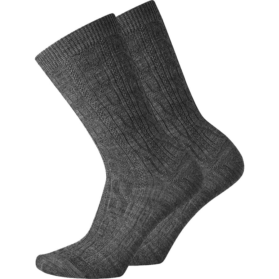 () X}[gE[ fB[X GufC P[u N[ \bN - 2-pbN - EBY Smartwool women Everyday Cable Crew Sock - 2-Pack - Women's Medium Gray