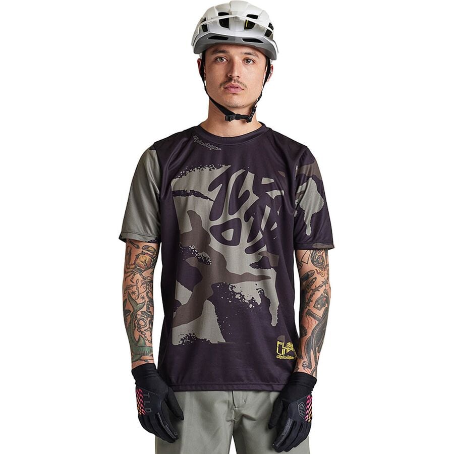 (取寄) トロイリーデザインズ メンズ フローライン ショートスリーブ ジャージ - メンズ Troy Lee Designs men Flowline Short-Sleeve Jersey - Men's Confined Black