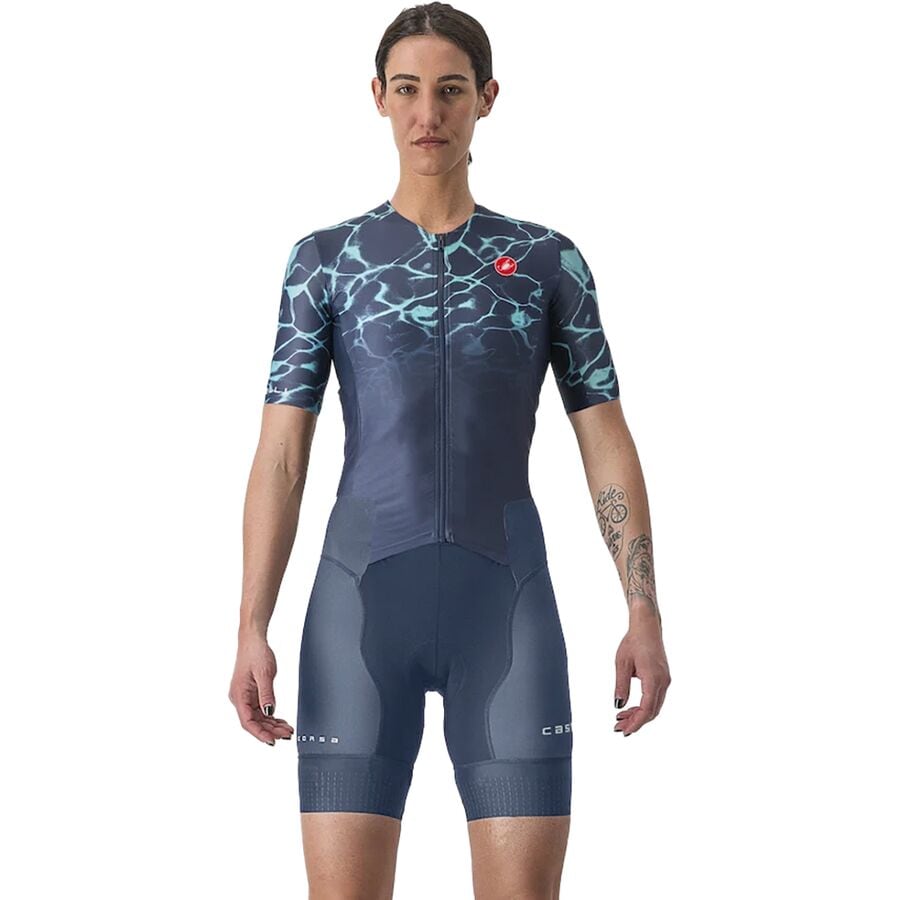 (取寄) カステリ レディース フリー サンレモ 2 ショートスリーブ スーツ - ウィメンズ Castelli women Free Sanremo 2 Short-Sleeve Suit - Women's Belgian Blue/Light Turquoise