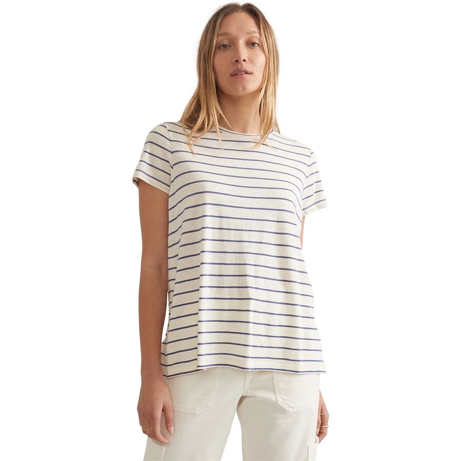 () }C[ fB[X XCO N[ T-Vc - EBY Marine Layer women Swing Crew T-Shirt - Women's Skipper Blue Stripe