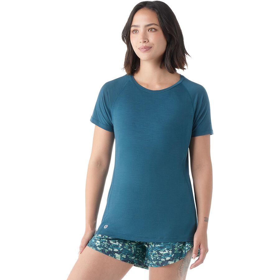 () X}[gE[ fB[X m X|[c EgCg V[gX[u Vc - EBY Smartwool women Merino Sport Ultralite Short-Sleeve Shirt - Women's Twilight Blue