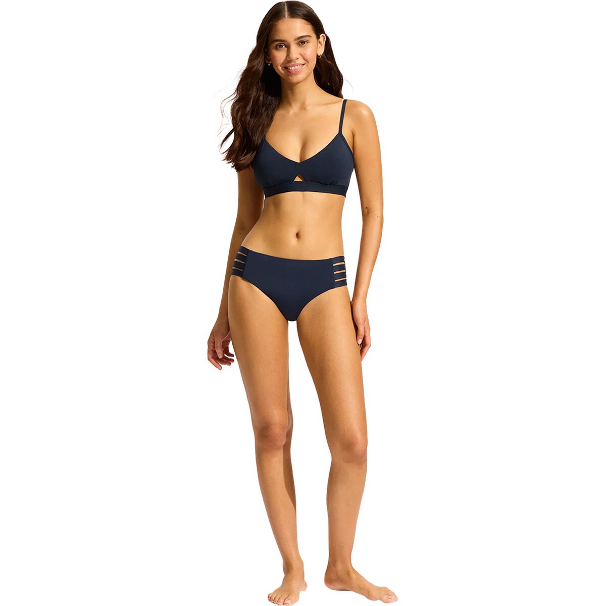 (取寄) シーフォリー レディース アクティブ マルチ ストラップ ヒップスター ビキニ ボトム - ウィメンズ Seafolly women Active Multi Strap Hipster Bikini Bottom - Women's True Navy