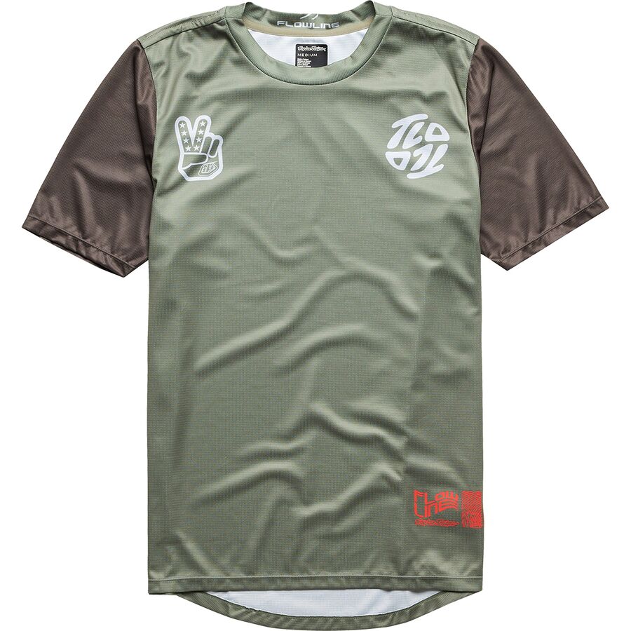 (取寄) トロイリーデザインズ メンズ フローライン ショートスリーブ ジャージ - メンズ Troy Lee Designs men Flowline Short-Sleeve Jersey - Men's Flipped Olive