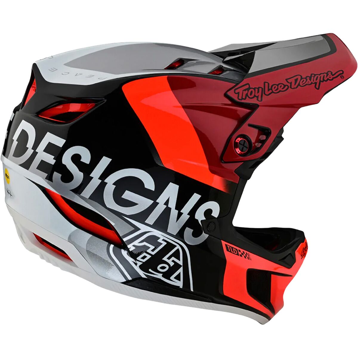 (取寄) トロイリーデザインズ D4 コンポジット ミプス ヘルメット Troy Lee Designs D4 Composite Mips Helmet Qualifier Silver/Red 3