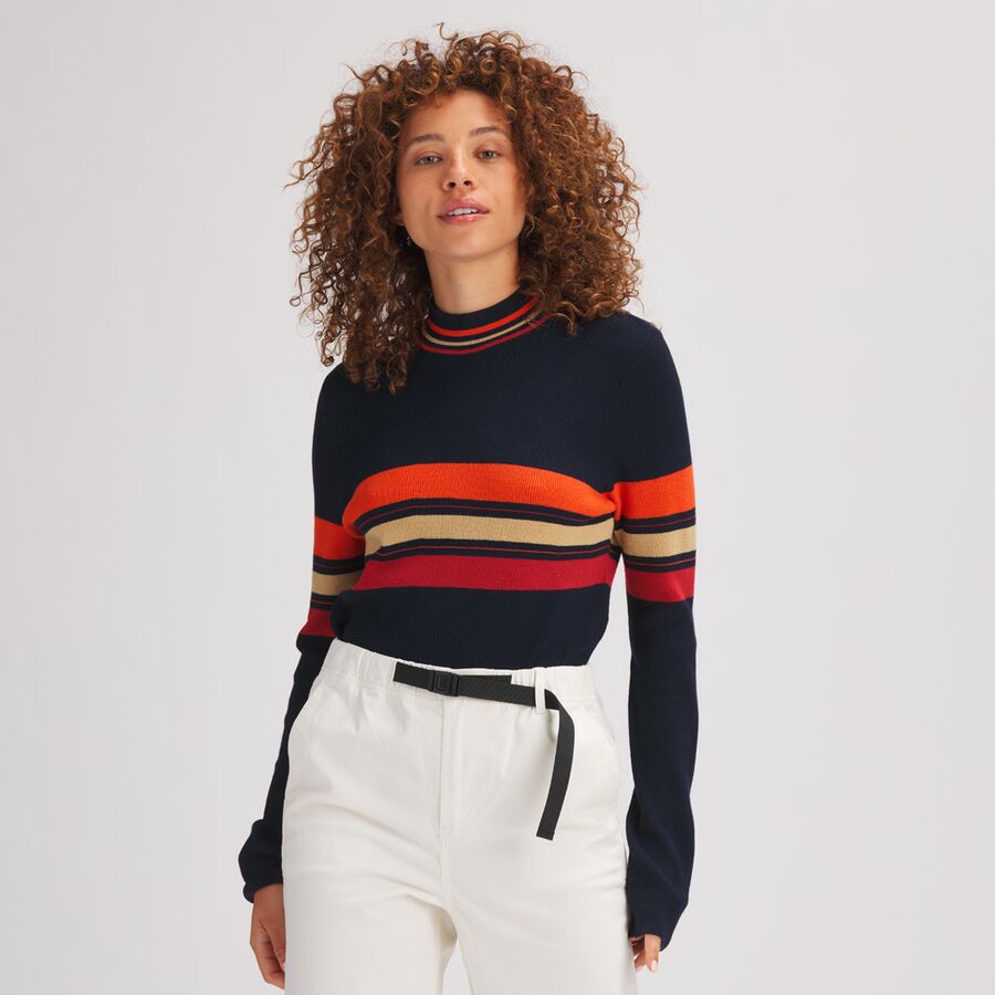 () obNJg[ fB[X bNlbN XgCv Z[^[ - EBY Backcountry women Mockneck Stripe Sweater - Women's Bright Combo