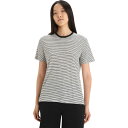 () ACXuCJ[ fB[X m l V[gX[u XgCv T-Vc - EBY Icebreaker women Merino Linen Short-Sleeve Stripe T-Shirt - Women's Snow/Black