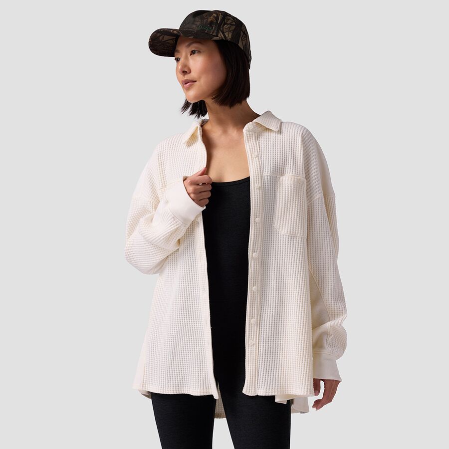 () obNJg[ fB[X bt {^Abv - EBY Backcountry women Waffle Button-Up - Women's Egret