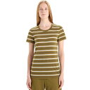 () ACXuCJ[ fB[X EF[u XgCv V[gX[u T-Vc - EBY Icebreaker women Wave Stripe Short-Sleeve T-Shirt - Women's Algae/Chalk