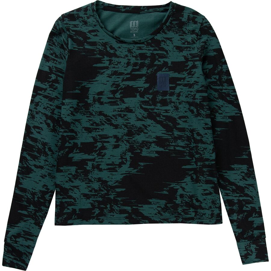 () ȥݥǥ ǥ ե饯㡼 ץ ٥ - T- -  Topo Designs women Fracture Print Label Long-Sleeve T-Shirt - Women's Forest Multi