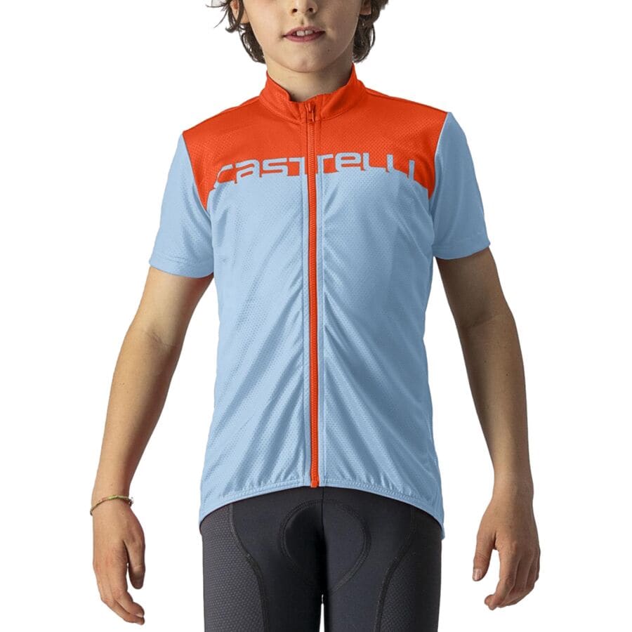 (取寄) カステリ キッズ ネオ プロローグ ジャージ - キッズ Castelli kids Neo Prologo Jersey - Kids' Baby Blue/Scarlet Lava