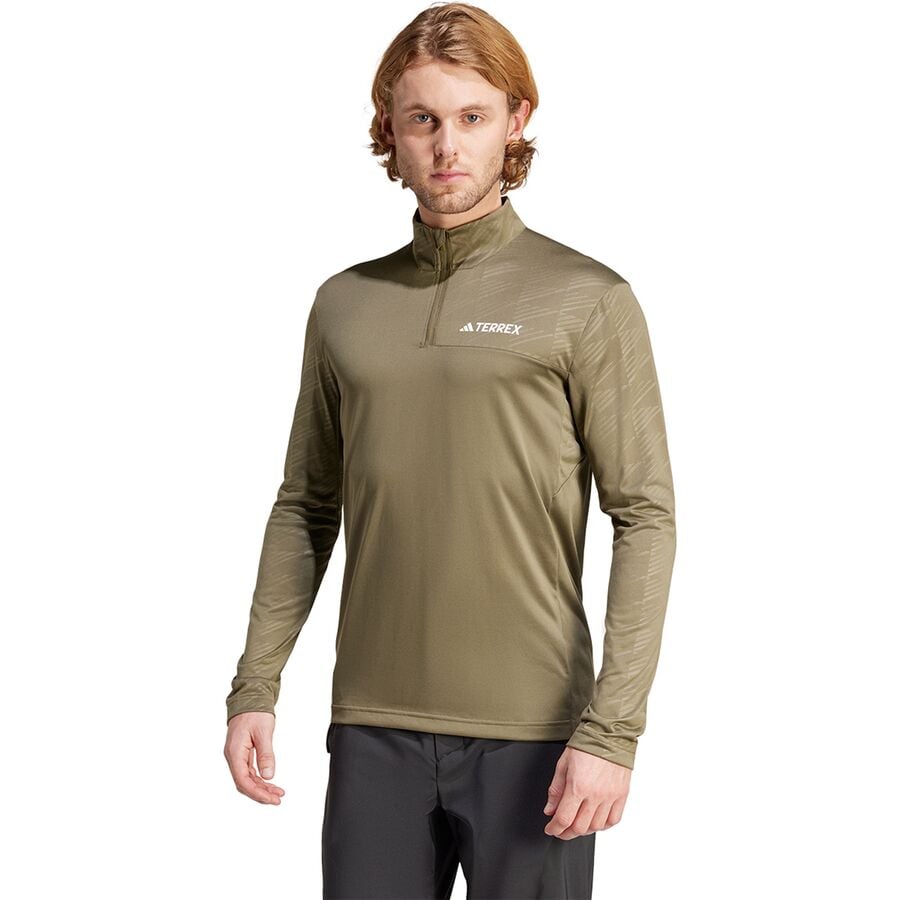 (取寄) アディダステレックス メンズ テレックス マルチ 1/2-ジップ ロングスリーブ シャツ - メンズ Adidas TERREX men Terrex Multi 1/2-Zip Long-Sleeve Shirt - Men's Olive Strata