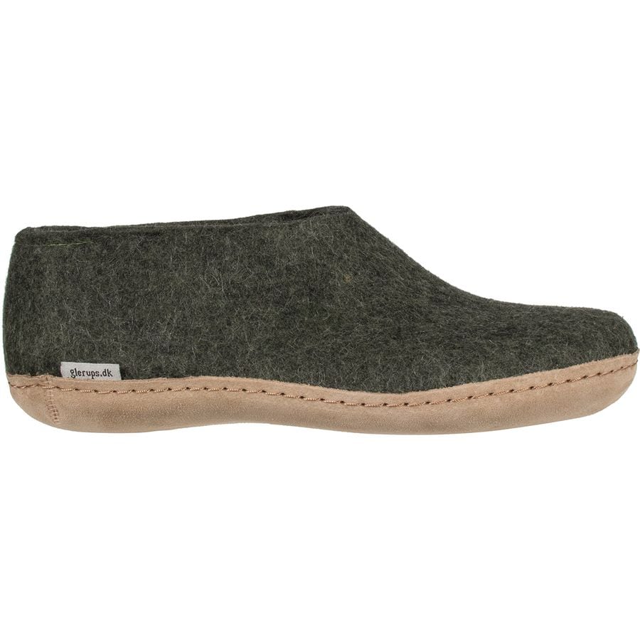 (取寄) グレーラップ ザ シューズ レザー スリッパ Glerups The Shoe Leather Slipper Forest