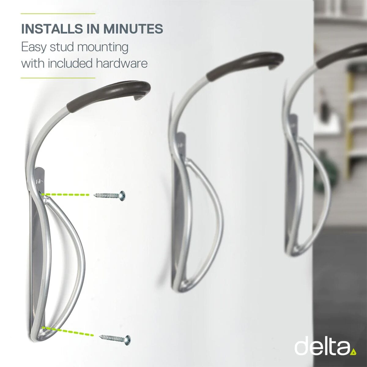 (取寄) デルタ シングル バイク ウォール マウント ラック + タイアー トレイ Delta Single Bike Wall Mount Rack + Tire Tray Black 2