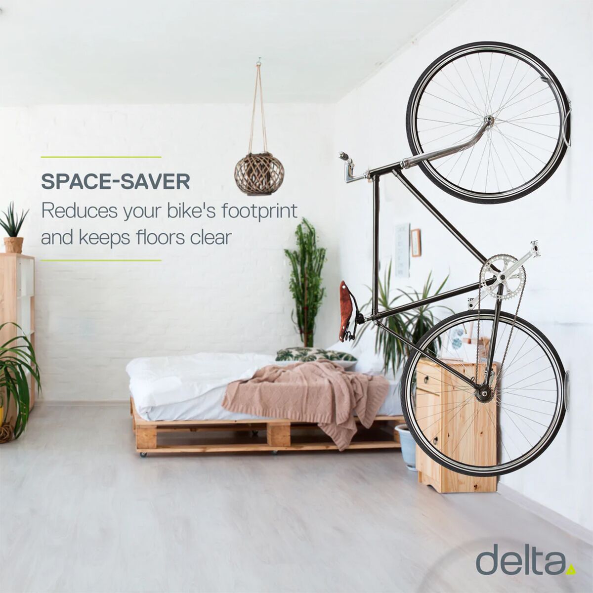 (取寄) デルタ シングル バイク ウォール マウント ラック + タイアー トレイ Delta Single Bike Wall Mount Rack + Tire Tray Black 3
