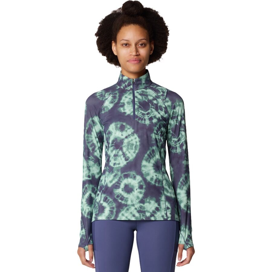 (取寄) マウンテンハードウェア レディース クレーター レイク ハーフ-ジップ トップ - ウィメンズ Mountain Hardwear women Crater Lake Half-Zip Top - Women's Lapis Dusk Spore Dye Print