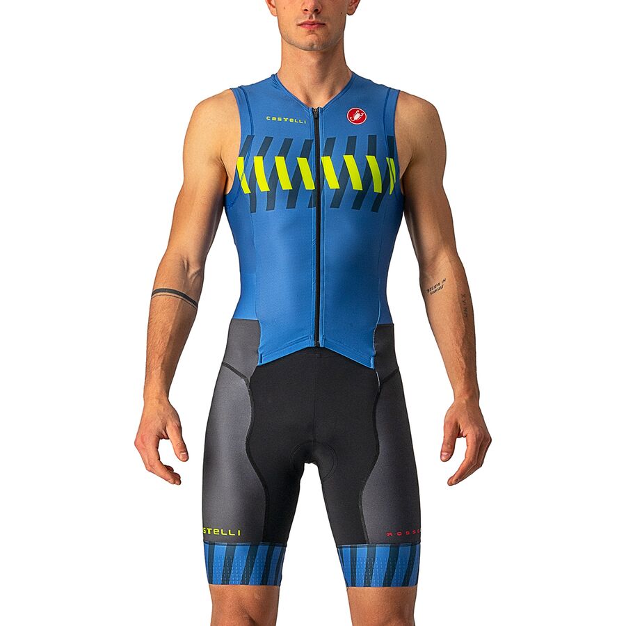 (取寄) カステリ メンズ フリー サンレモ 2 スリーブレス トライ スーツ - メンズ Castelli men Free Sanremo 2 Sleeveless Tri Suit - Men's Cobalt Blue/Elecrtic Lime