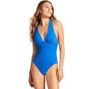 (取寄) シーフォリー レディース コレクティブ クロス バック ワン ピース スイム スーツ - ウィメンズ Seafolly women Collective Cross Back One Piece Swim Suit - Women's Azure