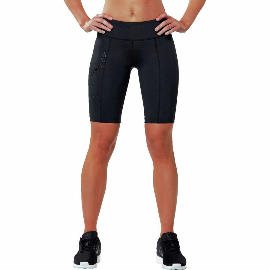 (取寄) ツータイムズユー レディース ミッドライズ コンプレッション ショート - ウィメンズ 2XU women Mid-Rise Compression Short - Women's Black/Dotted Black Logo