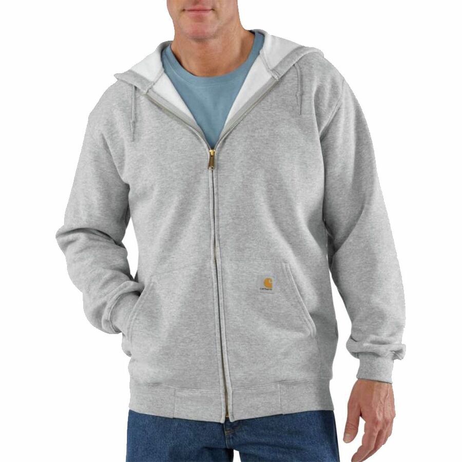 (取寄) カーハート メンズ ミッドウエイト フルジップ フーデット スウェットシャツ - メンズ Carhartt men Midweight Full-Zip Hooded Sweatshirt - Men's Heather Gray