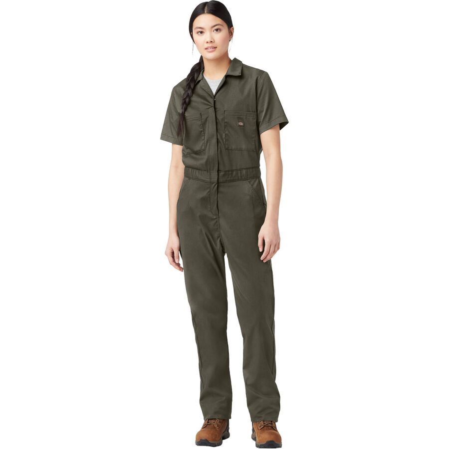 (取寄) ディッキーズ レディース テンプ IQ ショートスリーブ フレックス ワーク カバーオール - ウィメンズ Dickies women Temp IQ Short-Sleeve Flex Work Coverall - Women's Moss Green
