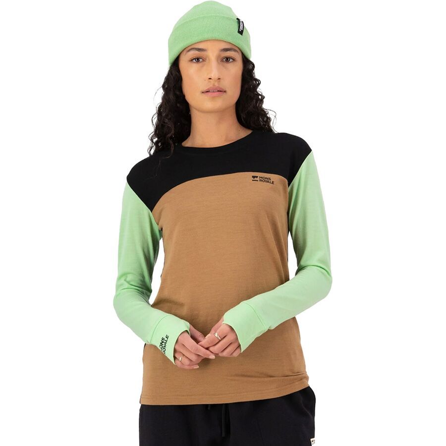 (取寄) モンスロイヤル レディース ヨーテイ ロング スリーブ トップ - ウィメンズ Mons Royale women Yotei Long Sleeve Top - Women's Matcha/Toffee/Black