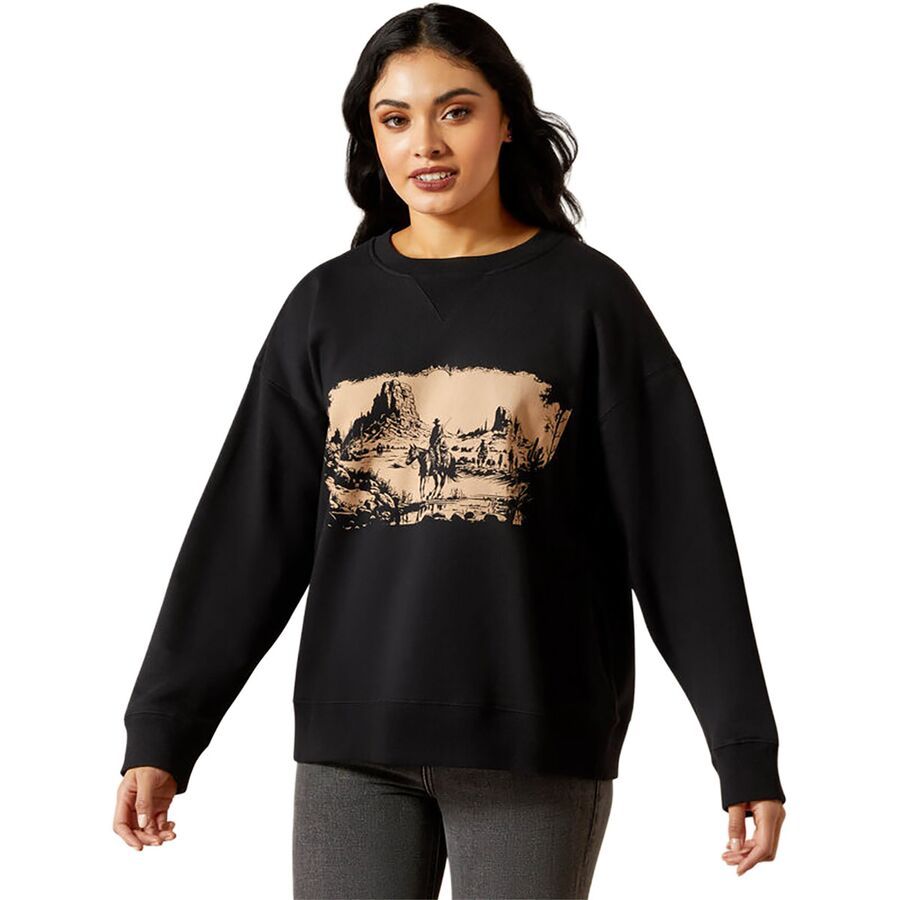 (取寄) アリアット レディース アウトロー オーバーサイズ スウェットシャツ - ウィメンズ Ariat women Outlaw Oversized Sweatshirt - Women's Black