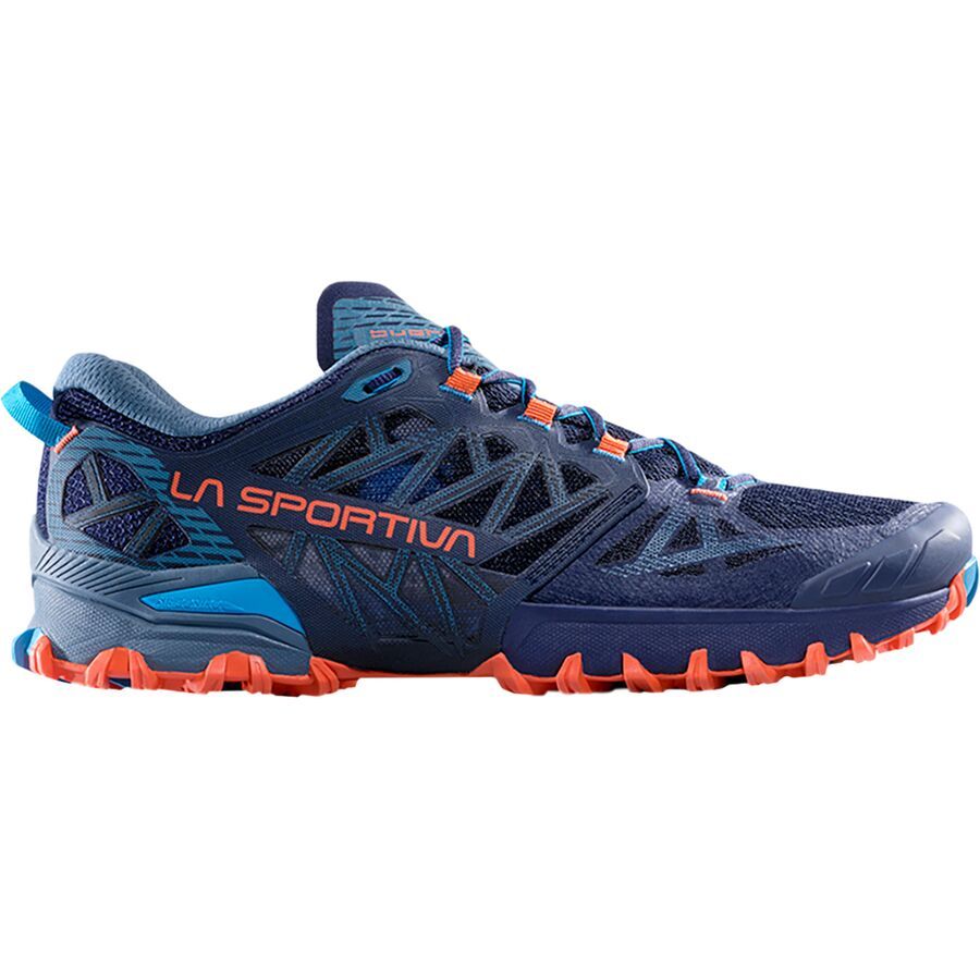 (取寄) スポルティバ メンズ ブシドー 3 ワイド トレイル ランニング シューズ - メンズ La Sportiva men Bushido III Wide Trail Running Shoe - Men's Deep Sea/Cherry Tomato W