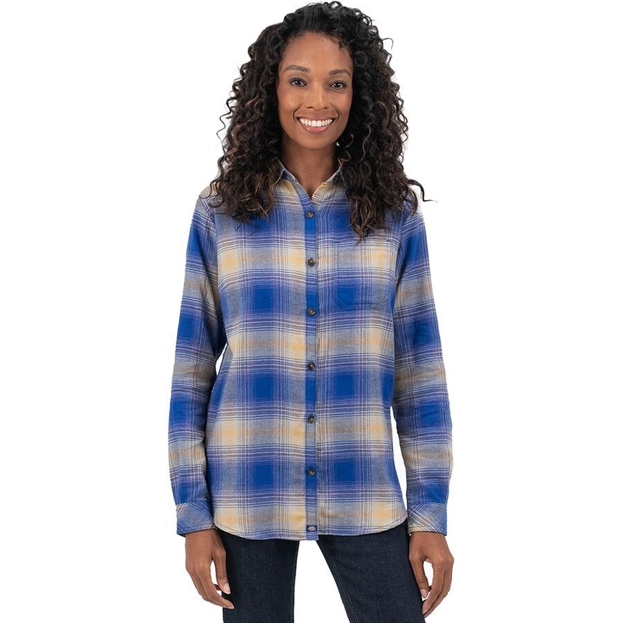 (取寄) ディッキーズ レディース フランネル ロング-スローブ シャツ - ウィメンズ Dickies women Flannel Long-Sleeve Shirt - Women's Surf Blue Fireside Ombre Plaid
