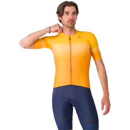 (取寄) カステリ メンズ Upf ショートスリーブ ジャージ - メンズ Castelli men UPF Short-Sleeve Jersey - Men's Vivid Orange