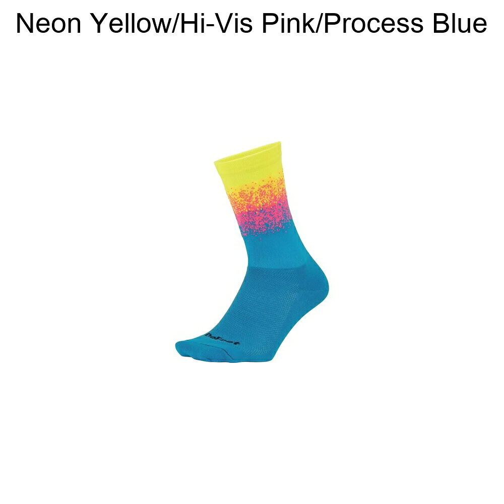 (取寄) デフィート 6インチ ソック DeFeet Aireater 6in Sock Neon Yellow/Hi-Vis Pink/Process Blue