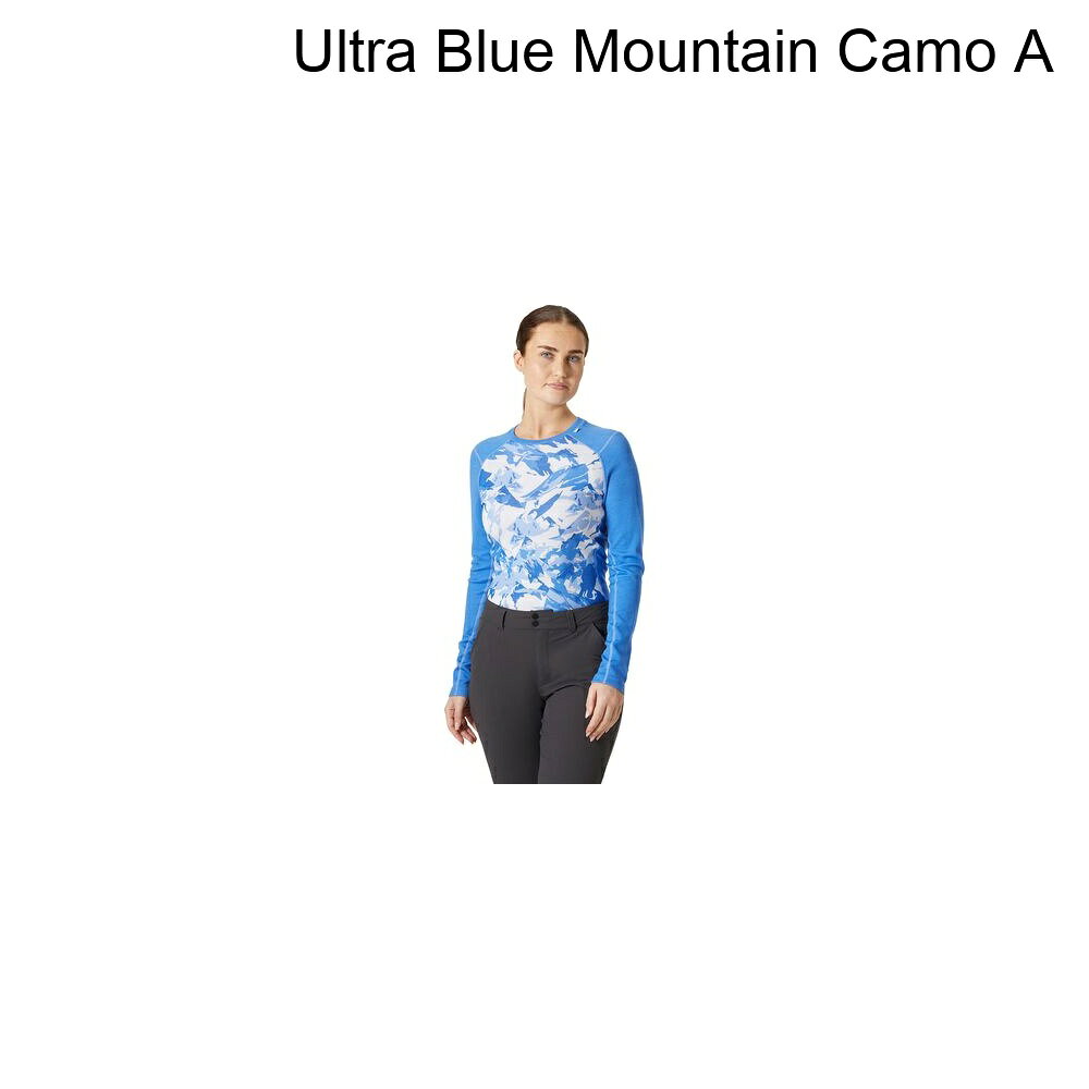 (取寄) ヘリーハンセン レディース リファ メリノ ミッドウエイト グラフィック トップ - ウィメンズ Helly Hansen women Lifa Merino Midweight Graphic Top - Women's Ultra Blue Mountain Camo A