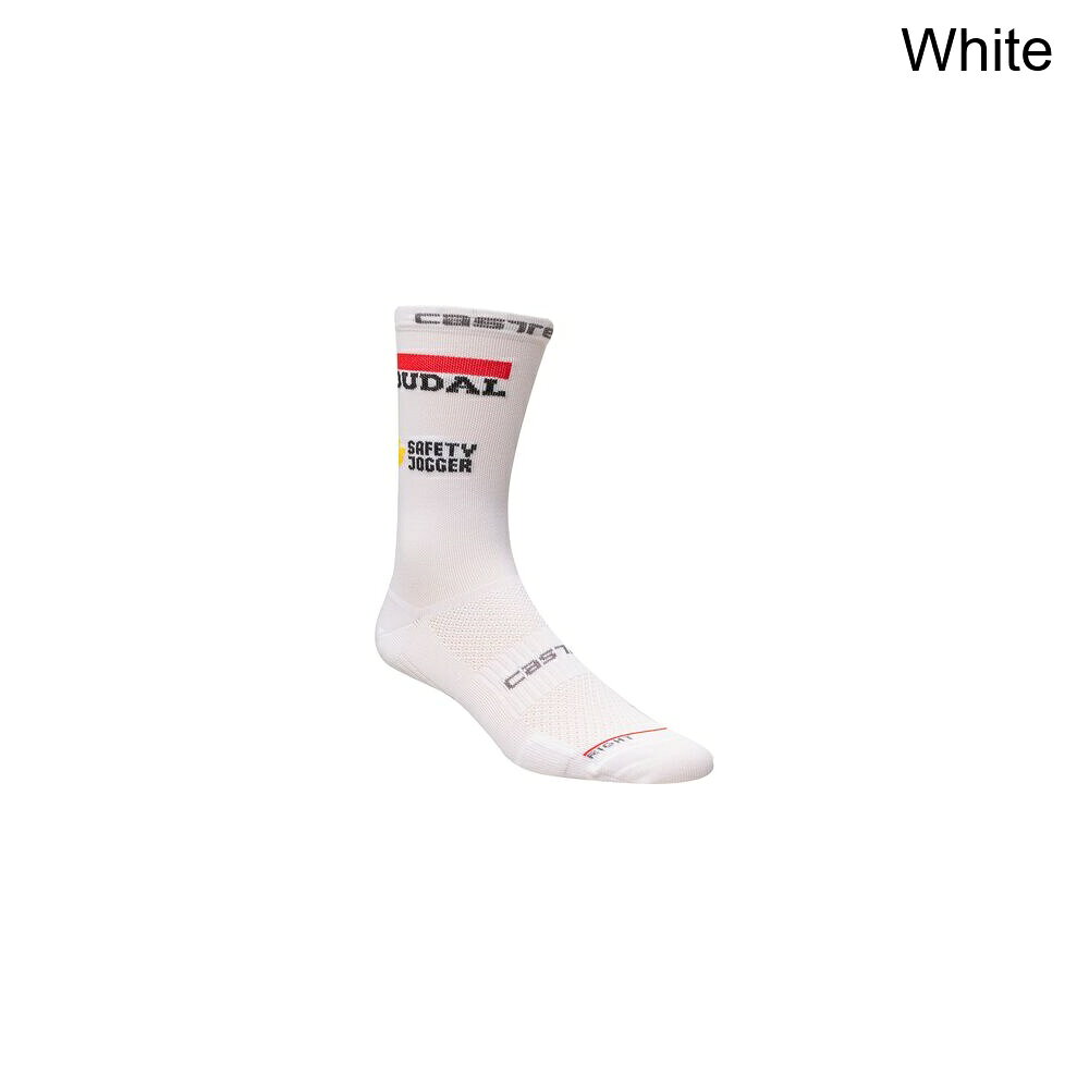 (取寄) カステリ メンズ ロッソ コルサ プロ 18 ソック - メンズ Castelli men Soudal/Quick-Step Rosso Corsa Pro 18 Sock - Men's White