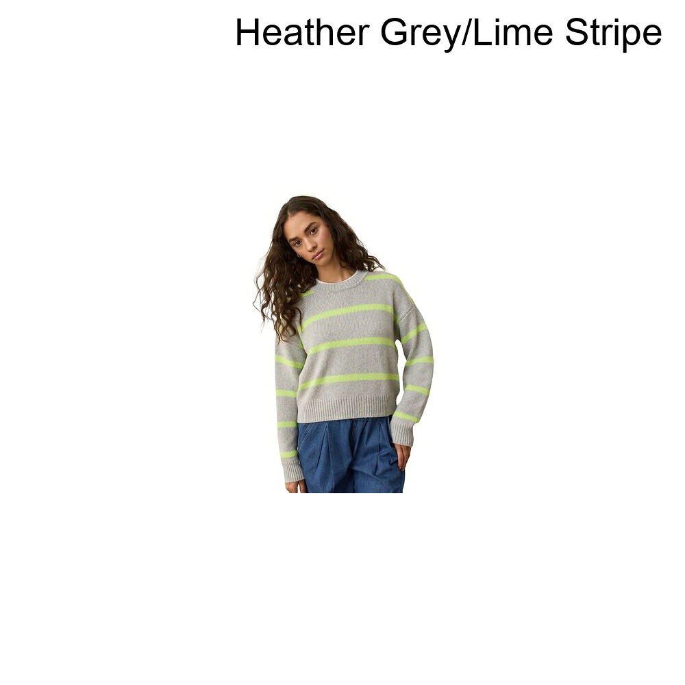 (取寄) マリンレイヤー レディース ミラージュ ストライプ エコ クルーネック - ウィメンズ Marine Layer women Mirage Stripe Eco Crewneck - Women's Heather Grey/Lime Stripe