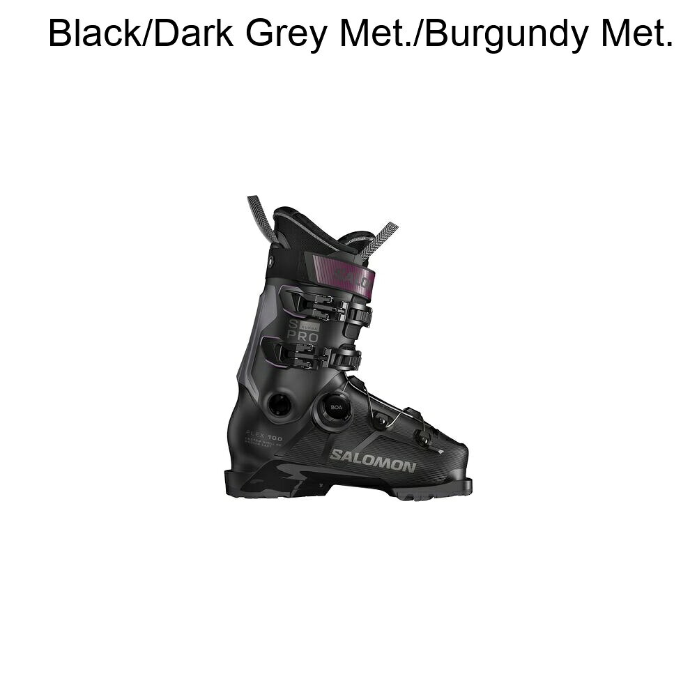 (取寄) サロモン S/30 スープラ ボア 100 ブーツ - Salomon S/Pro Supra BOA 100 Boot - 2026 Black/Dark Grey Met./Burgundy Met.