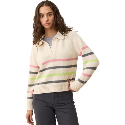 Long-Sleeved Knit - (取寄) マリンレイヤー レディース クレア リラックスド-フィット セーター ポロ - ウィメンズ Marine Layer women Claire Relaxed Sweater Polo - Women's Multi Stripe