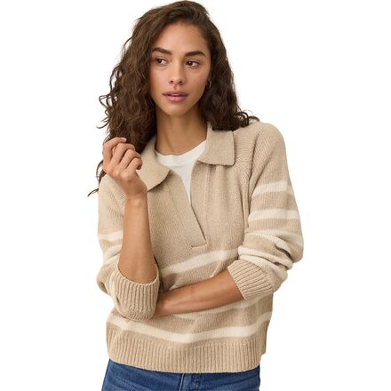 乐天商城 - (取寄) マリンレイヤー レディース クレア リラックスド-フィット セーター ポロ - ウィメンズ Marine Layer women Claire Relaxed Sweater Polo - Women's Oatmeal/Cream Stripe