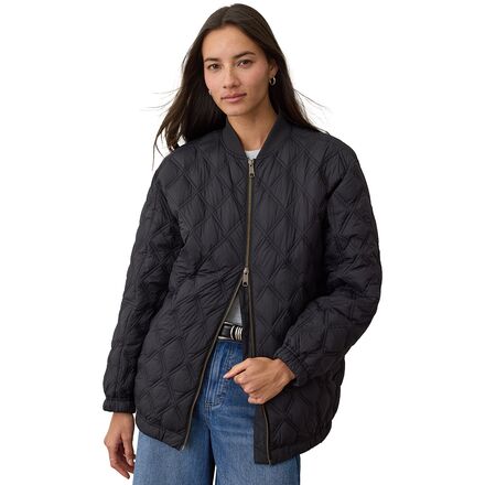 (取寄) マリンレイヤー レディース ロングライン ナイロン ボンバー - ウィメンズ Marine Layer women Longline Nylon Bomber - Women's Black