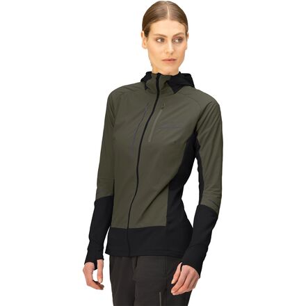 Outdoor Wear - (取寄) ノローナ レディース センジャ アルファ90 ジップ フーデット ジャケット - ウィメンズ Norrona women Senja Alpha90 Zip Hooded Jacket - Women's Olive Night
