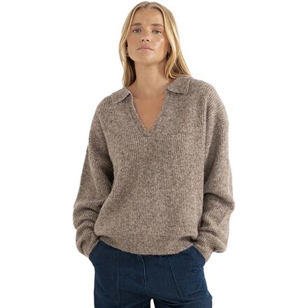 (取寄) リズム レディース クイン V-ネック カラード ジャンパー - ウィメンズ Rhythm women Quinn V-Neck Collared Jumper - Women's Oatmeal