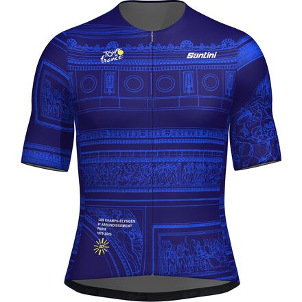 (取寄) サンティーニ メンズ TDF アーク ドゥ トリオンフ ジャージ - メンズ Santini men Tdf Arrivee Arc De Triomphe Jersey - Men 039 s Marine Blue
