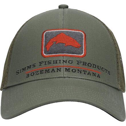 (取寄) シムス トラウト アイコン トラッカー ハット Simms Trout Icon Trucker Hat Smokey Olive