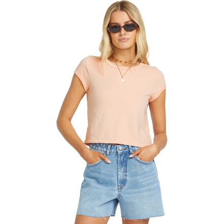 樂天商城 - (取寄) ビラボン レディース デイリー T-シャツ ショートスリーブ ニット トップ - ウィメンズ Billabong women Daily T-Shirt Short-Sleeve Knit Top - Women's Dusty Peach