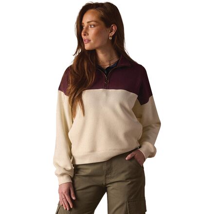 (取寄) ノーマルブランド レディース ノーマル フリース レトロ クォータージップ - ウィメンズ The Normal Brand women Normal Fleece Retro Quarterzip - Women's Ivory/Port Wine
