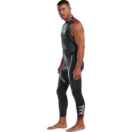 (���) TYR ��� �ϥꥱ���� ����å� 5 ���꡼�֥쥹 �����åȥ����� - ��� TYR men Hurricane Cat 5 Sleeveless Wetsuit - Men's Silver/Red