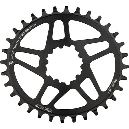 (取寄) ウルフトゥースコンポーネンツ ドロップ ストップ パワートラック スラム ダイレクト マウント オーバル チェーンリング - BB30 Wolf Tooth Components Drop Stop PowerTrac SRAM Direct Mount Oval Chainring - BB30 Black/0mm Offset