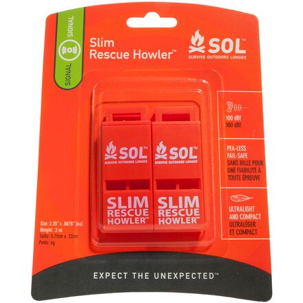 (取寄) スリム レスキュー ハウラー ホイッスル - 2-パック S.O.L Survive Outdoors Longer Slim Rescue Howler Whistle - 2-Pack