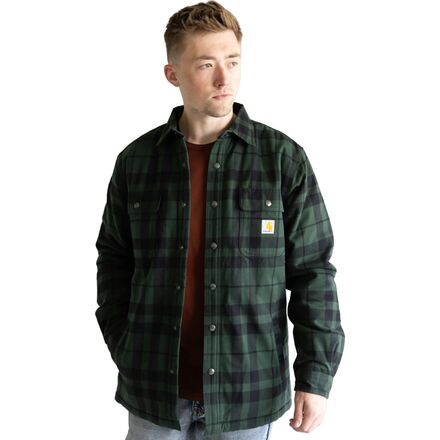 (取寄) カーハート メンズ リラックスド-フィット フィット フランネル シャルパラインド シャツ ジャケット - メンズ Carhartt men Relaxed Fit Flannel Sherpa-Lined Shirt Jacket - Men 039 s Forestry Green